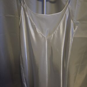 Vintage Delicate Moments Intimates Plus 1X Satin Slip Dress  White Y2K Lingerie
